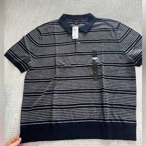 New Banana republic striped navy polo